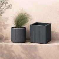 Γλάστρα - κασπώ Coro τετράγωνη γραφίτης Y36x40x40εκ.