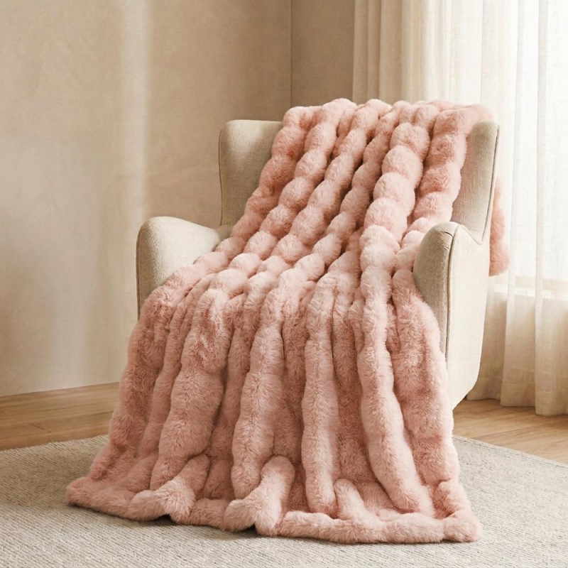 Κουβέρτα faux fur ροζ 160x200εκ. Κουβέρτα faux fur ροζ 160x200εκ.