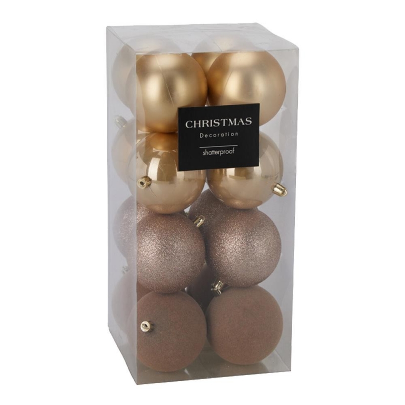 Σετ 16 χριστουγεννιάτικες μπάλες χρυσές Ø8εκ. Σετ 16 χριστουγεννιάτικες μπάλες χρυσές Ø8εκ.