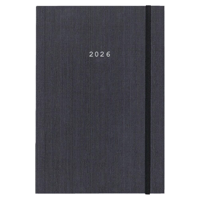 Next ημερολόγιο 2026 fabric ημερήσιο δετό γκρι με λάστιχο 14x21εκ.
