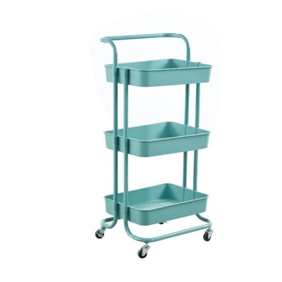 Τρόλεϊ- καλάθι, Υ87x45x37 εκ., με 3 θήκες αποθήκευσης μπλε βεραμάν Τρόλεϊ- καλάθι, Υ87x45x37 εκ., με 3 θήκες αποθήκευσης μπλε βεραμάν