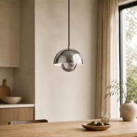 Φωτιστικό οροφής κρεμαστό Nextdeco μεταλλικό και ακρυλικό ασημί Φ23εκ.