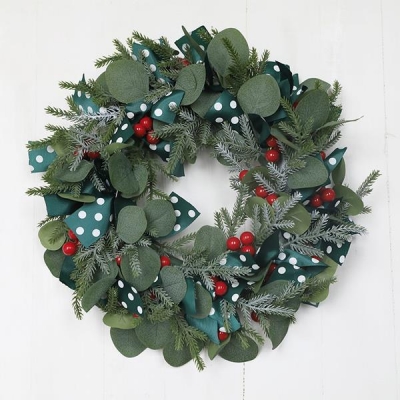 Χριστουγεννιάτικο στεφάνι πράσινο με διακόσμηση Ø40εκ. Χριστουγεννιάτικο στεφάνι πράσινο με διακόσμηση Ø40εκ.