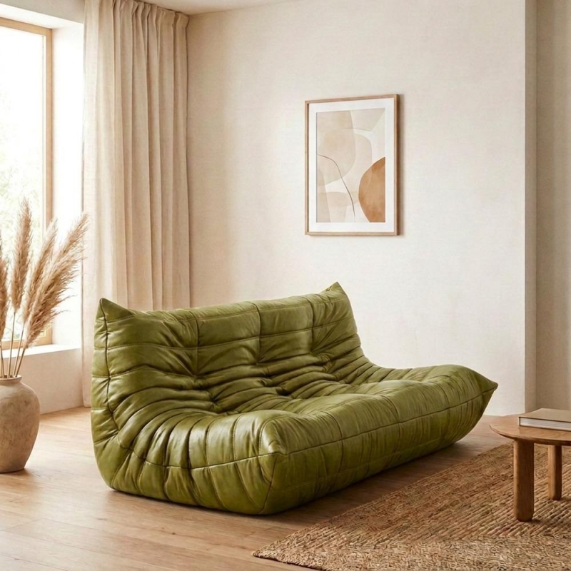 Καναπές τριθέσιος Nextdeco Togo eco leather χακί Υ70x174x102εκ.