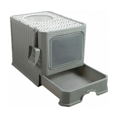 Κλειστή τουαλέτα γάτας με συρτάρι γκρι 50×40×40εκ.