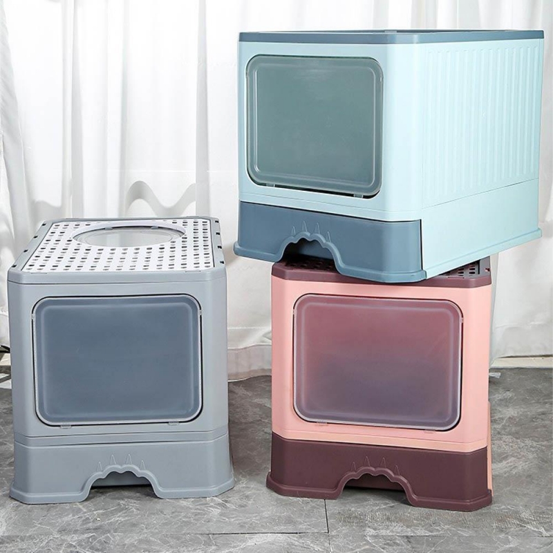 Κλειστή τουαλέτα γάτας με συρτάρι γκρι 50×40×40εκ.