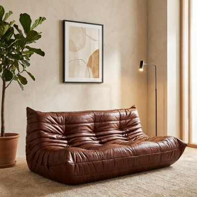 Καναπές τριθέσιος Nextdeco Togo eco leather καφέ Υ70x174x102εκ.
