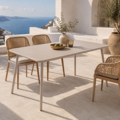 Τραπέζι Nextdeco μεταλλικό ανοιχτό γκρι 140x70xΥ75εκ.