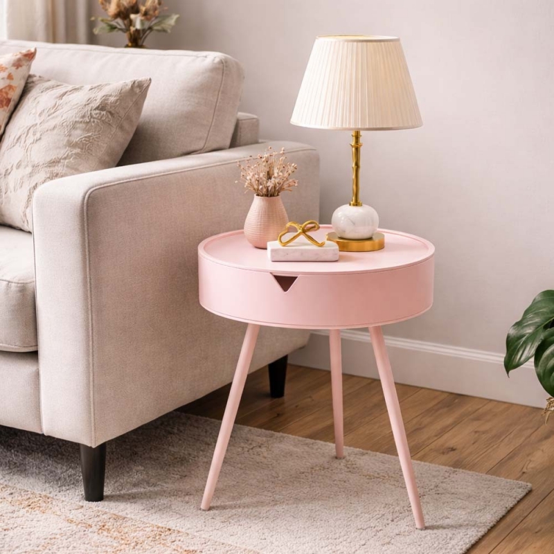 Τραπεζάκι - κομοδίνο με αποθηκευτικό χώρο Nextdeco ροζ Υ54xØ40,5εκ. Τραπεζάκι - κομοδίνο με αποθηκευτικό χώρο Nextdeco ροζ Υ54xØ40,5εκ.