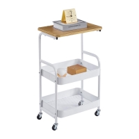 Τρόλεϊ- καλάθι Υ77x43x30εκ. μεταλλικό με ξύλινη επιφάνεια λευκό Τρόλεϊ- καλάθι Υ77x43x30εκ. μεταλλικό με ξύλινη επιφάνεια λευκό