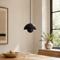 Φωτιστικό οροφής κρεμαστό Nextdeco μεταλλικό και ακρυλικό μαύρο Φ23εκ.