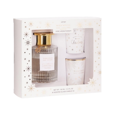 Σετ αρωματικό diffuser - 2 κεριά Χριστουγεννιάτικα Cozy Flannel