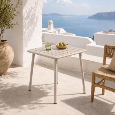 Τραπέζι Nextdeco μεταλλικό ανοιχτό γκρι 70x70xΥ75εκ.