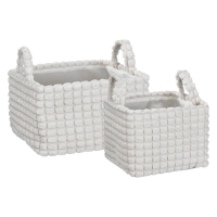 Καλάθια υφασμάτινα σετ 2τμχ λευκό κύβοι Καλάθια υφασμάτινα σετ 2τμχ λευκό κύβοι