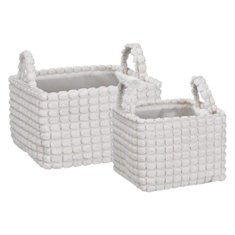 Καλάθια υφασμάτινα σετ 2τμχ λευκό κύβοι Καλάθια υφασμάτινα σετ 2τμχ λευκό κύβοι