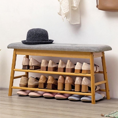 Παπουτσοθήκη - σκαμπό - πάγκακι Nextdeco μπαμπού Υ44x90x27εκ.