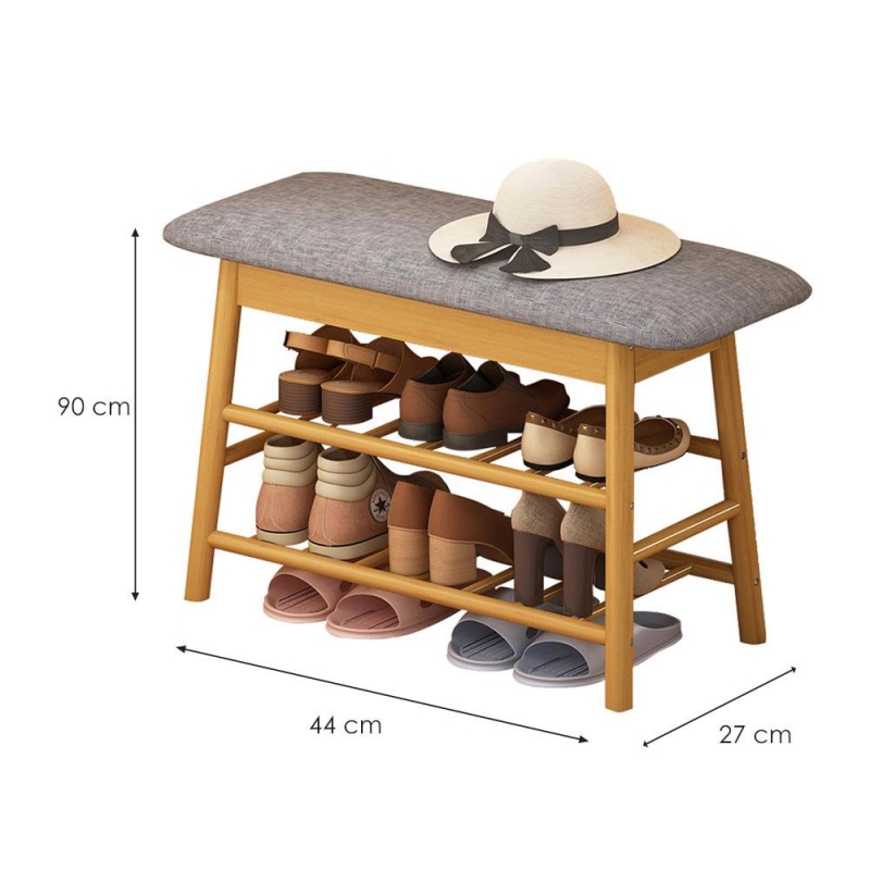 Παπουτσοθήκη - σκαμπό - πάγκακι Nextdeco μπαμπού Υ44x90x27εκ.
