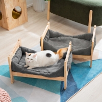 Κρεβάτι γάτας σκύλου Nextdeco Natural μασίφ ξύλο Υ35x60x40εκ.