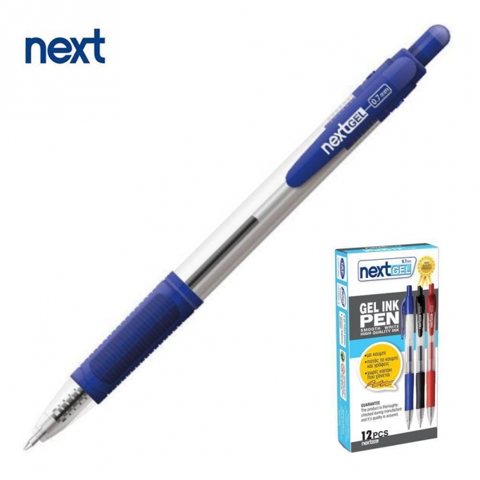 Νext στυλό gel pen με κουμπί μπλε 0.7mm