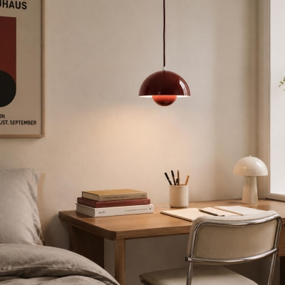 Φωτιστικό οροφής κρεμαστό Nextdeco μεταλλικό και ακρυλικό κόκκινο Φ23εκ.