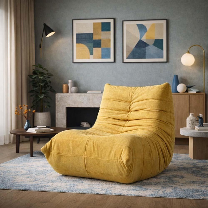 Compressed Nextdeco πολυθρόνα Togo κίτρινο Υ70x85x103εκ.