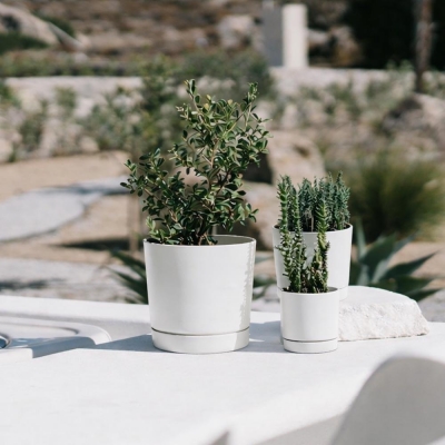 Γλάστρα Tubo λευκό Y17,5xΦ17,8εκ.