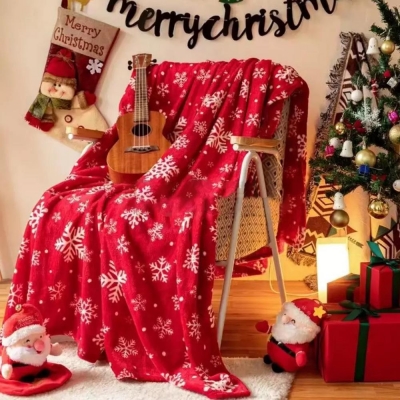 Xριστουγεννιάτικη κουβέρτα fleece, κόκκινη μονή 150x200εκ. Xριστουγεννιάτικη κουβέρτα fleece, κόκκινη μονή 150x200εκ.
