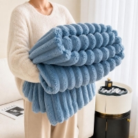 Κουβέρτα faux fur μπλε 200x230εκ.