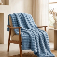 Κουβέρτα faux fur μπλε 200x230εκ.