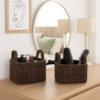 Καλάθια υφασμάτινα σετ 2τμχ καφέ κύβοι Καλάθια υφασμάτινα σετ 2τμχ καφέ κύβοι