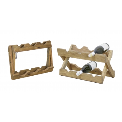 Αναδιπλούμενη θήκη Nextdeco για 6 μπουκάλια κρασιού ανακυκλωμένο ξύλο mahoni Υ25x49x23εκ