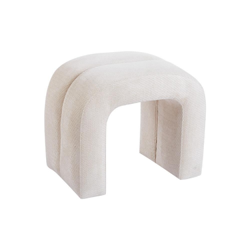 Σκαμπό Nextdeco εκρού βελούδινο ύφασμα 55x36x47εκ.