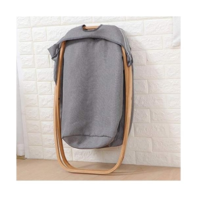 Καλάθι απλύτων Nextdeco μπαμπού σκελετό γκρι ύφασμα 40x36x70εκ.