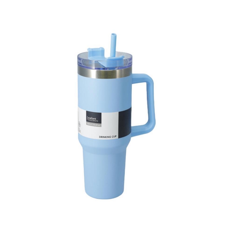 Θερμός ποτήρι 1200ml μπλε ανοξείδωτο με καλαμάκι