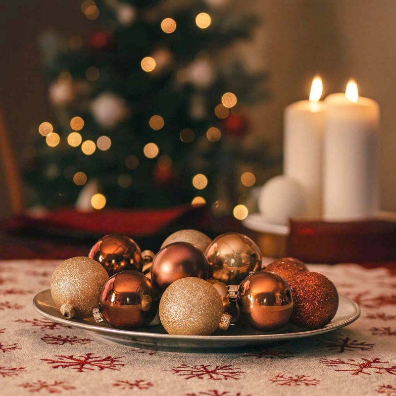 Σετ 20 χριστουγεννιάτικες γυάλινες μπάλες amber γκλίτερ Ø6εκ.