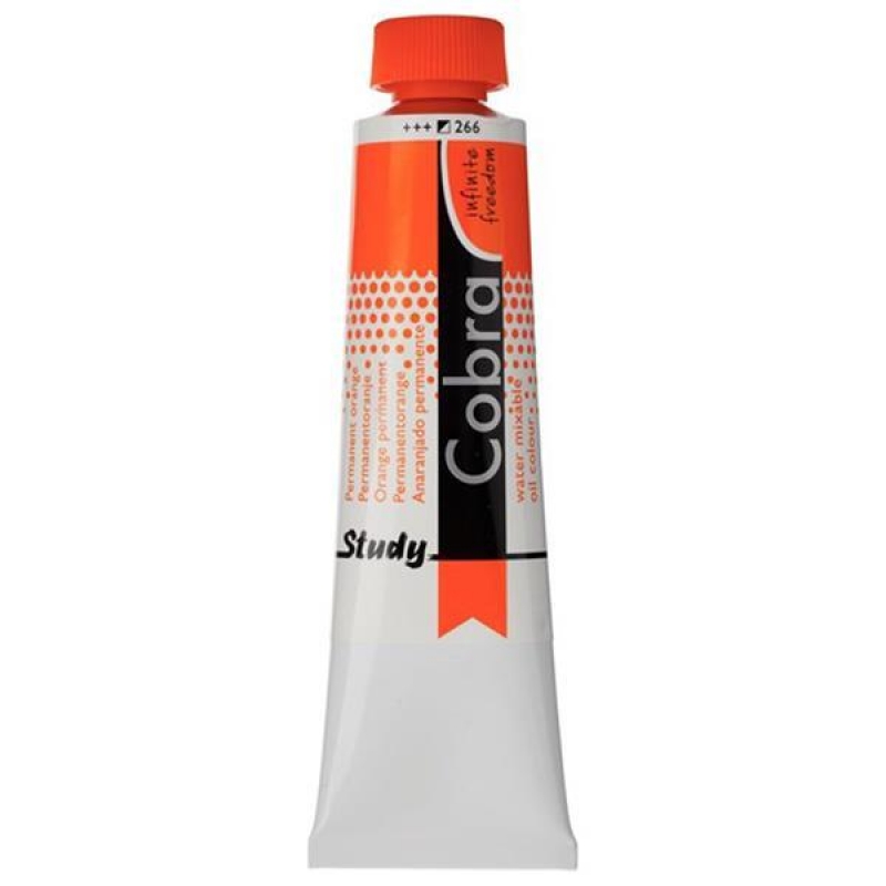 Talens Cobra Study water mixable oil 266 perm. orange 40ml. Talens Cobra Study water mixable oil 266 perm. orange 40ml.