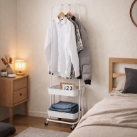 Κρεμάστρα ράγα ρούχων 2 ράφια Nextdeco λευκή Υ150x45x35εκ.