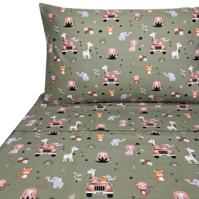 Σετ παιδικά σεντόνια μονά safari από 100% βαμβάκι 175x260εκ. Σετ παιδικά σεντόνια μονά safari από 100% βαμβάκι 175x260εκ.