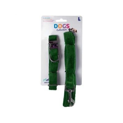 Λουράκι σκύλου με κολλάρο πράσινο medium 31-41x2εκ.