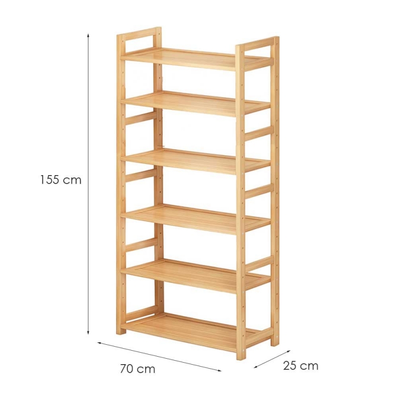 Βιβλιοθήκη Nextdeco από μπαμπού 6 επιπέδων Υ155x70x25εκ.