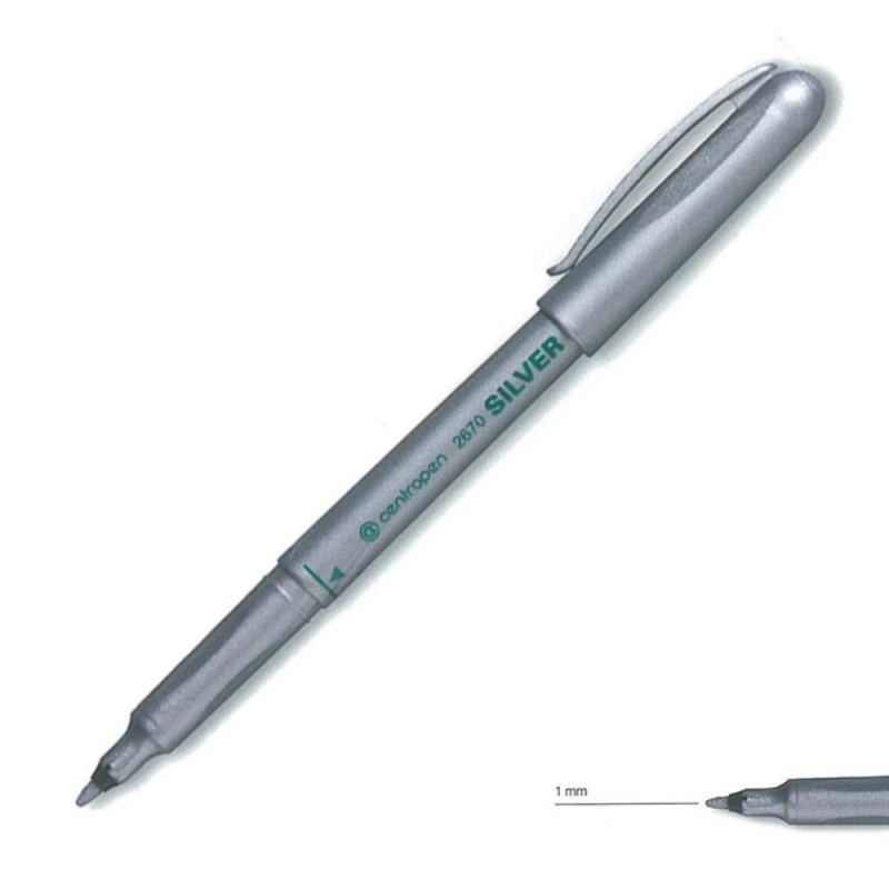 Centropen μαρκαδόρος ανεξίτηλος ασημί 1mm Centropen μαρκαδόρος ανεξίτηλος ασημί 1mm