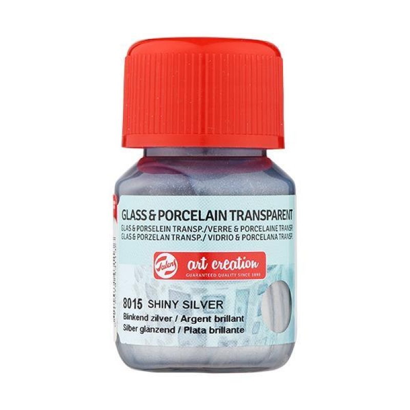 Talens χρώμα glass/porcelain transparent 8015 shiny silver 30ml Talens χρώμα glass/porcelain transparent 8015 shiny silver 30ml