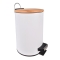 Κάδος απορριμάτων με πεντάλ 5lt λευκό με ξύλινο καπάκι Y25,5cm Ø20cm