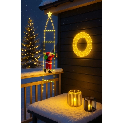 Άγιος Βασίλης σε σκάλα με LED φωτισμό 200εκ