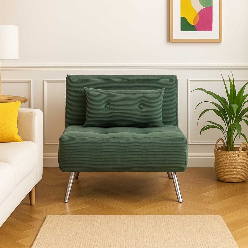 Πολυθρόνα κρεβάτι Nextdeco Berlin σκούρο πράσινο Υ92x100x91εκ.