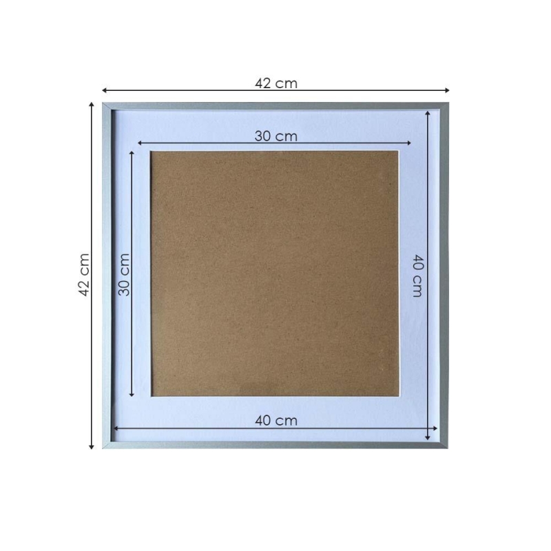 Κορνίζα τοίχου μεταλλική ασημί με ακρυλικό τζάμι 40x40εκ.