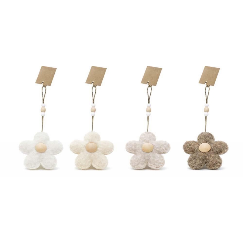 Κρεμαστό διακοσμητικό από τσόχα - ξύλο λουλούδι Κρεμαστό διακοσμητικό από τσόχα - ξύλο λουλούδι