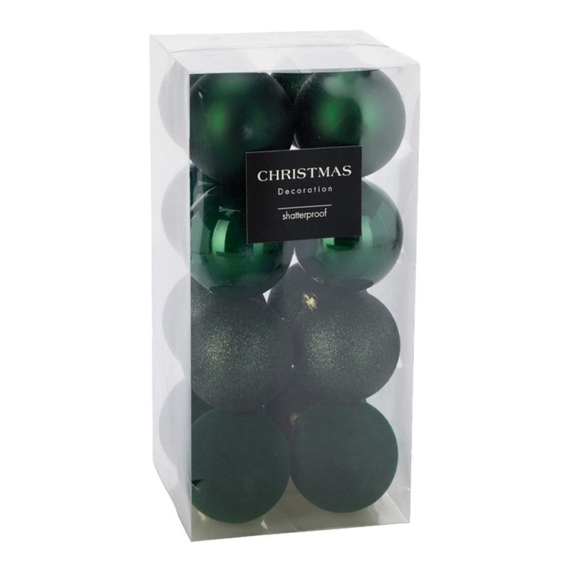 Σετ 16 χριστουγεννιάτικες μπάλες πράσινες Ø8εκ. Σετ 16 χριστουγεννιάτικες μπάλες πράσινες Ø8εκ.