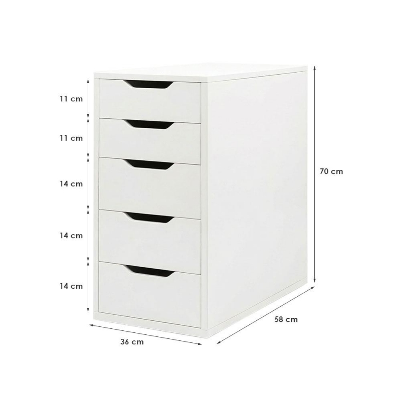 Συρταριέρα 5 συρταριών  Nextdeco MDF λευκή Υ70×58×36εκ.