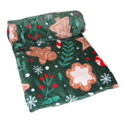Xριστουγεννιάτικη κουβέρτα fleece, πράσινη διπλή 200x230εκ. Xριστουγεννιάτικη κουβέρτα fleece, πράσινη διπλή 200x230εκ.